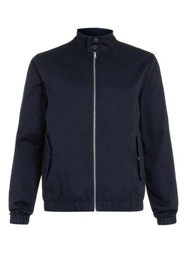 Topman Mens Blue Navy Cotton Harrington Jacket