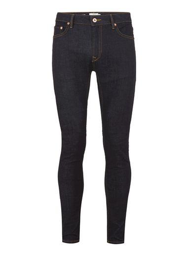 Topman Mens Blue Raw Spray On Skinny Jeans