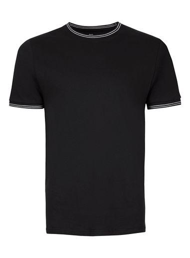 Topman Mens Black Muscle Fit Ringer T-shirt