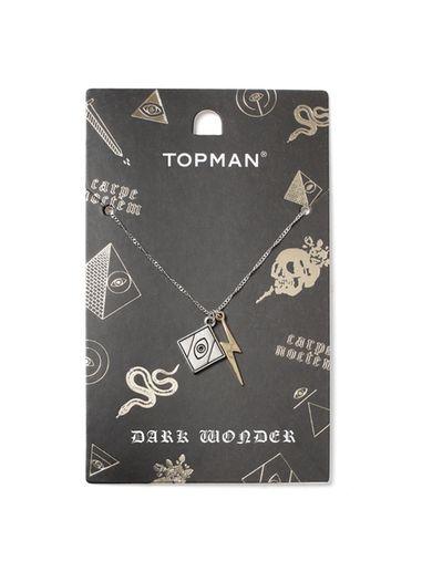 Topman Mens Grey Metal Bolt Necklace*