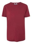 Topman Mens Red Burgundy Slub Longline T-shirt
