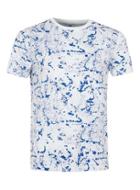 Topman Mens White And Blue Splat Muscle Fit T-shirt