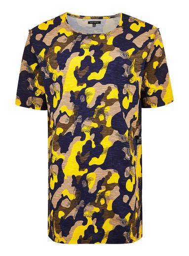 Topman Mens Yellow Punk Royal Camouflage T-shirt
