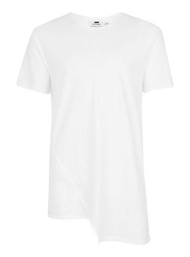 Topman Mens Cream Off White Cut And Sew Longline T-shirt