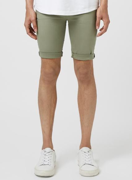 Topman Mens Washed Khaki Spray On Denim Shorts