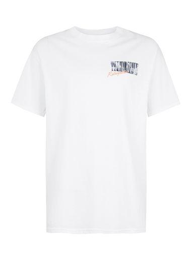 Topman Mens White Floral Print Oversized Fit T-shirt