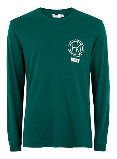 Topman Mens Green 'company' Print T-shirt