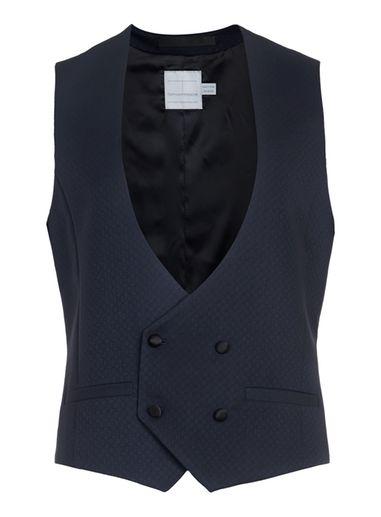 Topman Mens Blue Navy Jaquard Tuxedo Vest