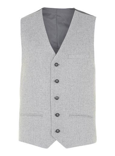 Topman Mens Grey Wool Rich Vest