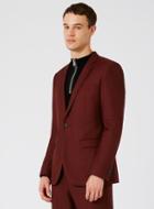 Topman Mens Brown Burgundy Skinny Fit Suit Jacket