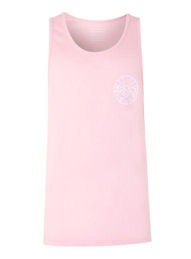 Topman Mens Pink Idaho Print Tank Top