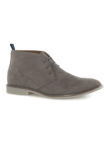 Topman Mens Grey Gray Faux Suede Chukka Boots