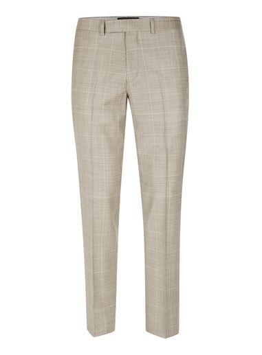 Topman Mens Brown Stone Window Check Skinny Fit Suit Pants