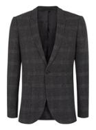 Topman Mens Mid Grey Gray Check Ultra Skinny Fit Suit Jacket