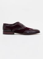 Topman Mens Red Turk & Fillmore Burgundy Leather & Velvet Wingtip Shoes