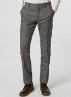 Topman Mens Mid Grey Grey Textured Wool Blend Slim Fit Suit Pants