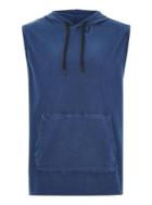 Topman Mens Grey Washed Blue Hooded Tank