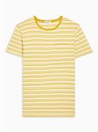 Selected Homme Mens Selected Homme Yellow Stripe Organic Cotton T-shirt
