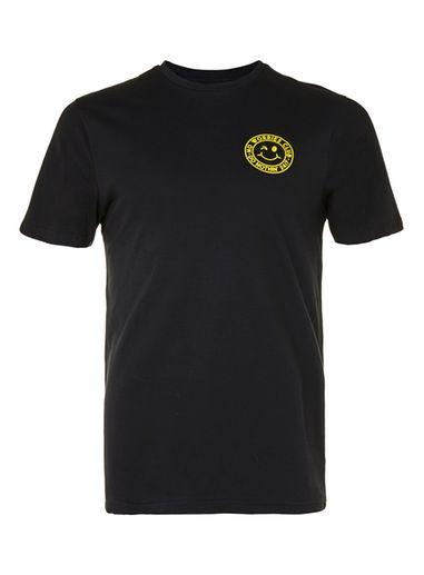 Topman Mens Black No Worries Print Muscle Fit Roller T-shirt