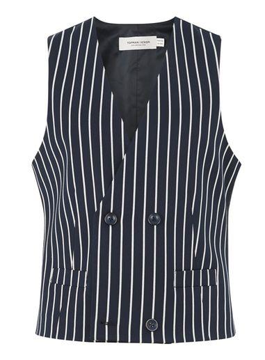 Topman Mens Multi Tmd Navy Stripe Vest