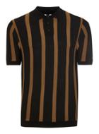 Topman Mens Toffee And Black Stripe Knitted Polo