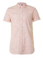 Topman Mens Faded Red And White Textured Stripe Short Sleeve Casual Shirt