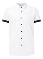 Topman Mens Blue White And Black Dot Short Sleeve Dress Shirt