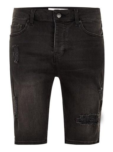 Topman Mens Black Ripped Shorts
