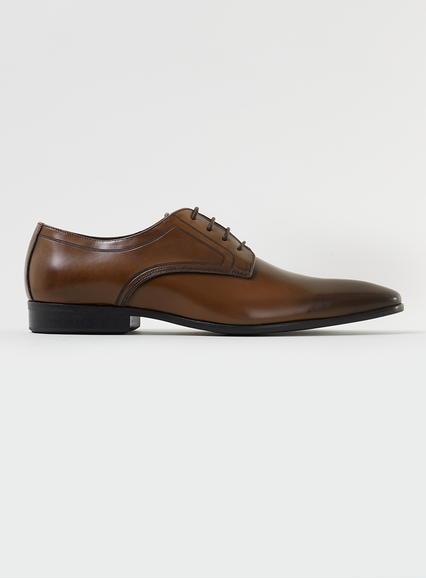 Topman Mens Brown Leather Derby Shoes