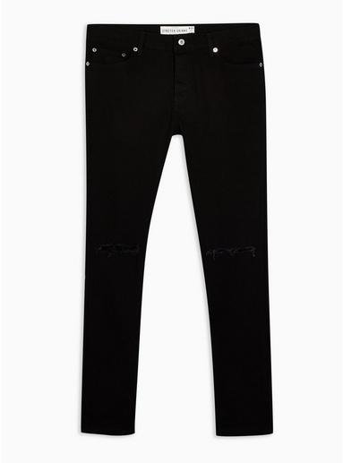 Topman Mens Black Ripped Skinny Jeans With Chain