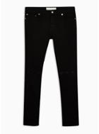 Topman Mens Black Ripped Skinny Jeans With Chain