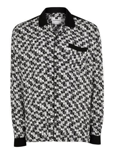 Topman Mens Black Domino Revere Long Sleeve Shirt
