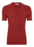 Topman Mens Red Muscle Ribbed Sweater