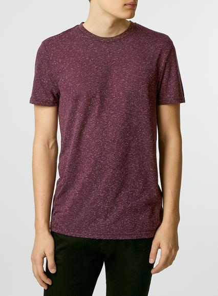 Topman Mens Red Burgundy Slim Fit Neppy T-shirt