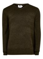 Topman Mens Khaki V Neck Soft Knitted Jumper