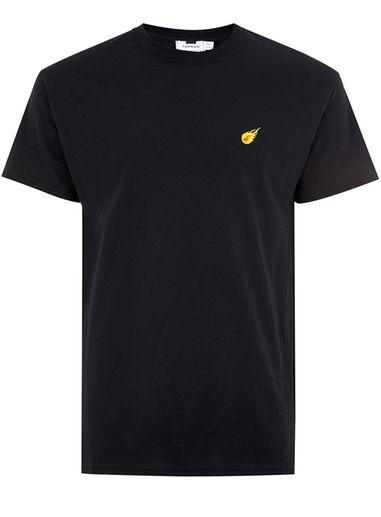 Topman Mens Black Flame Badge T-shirt