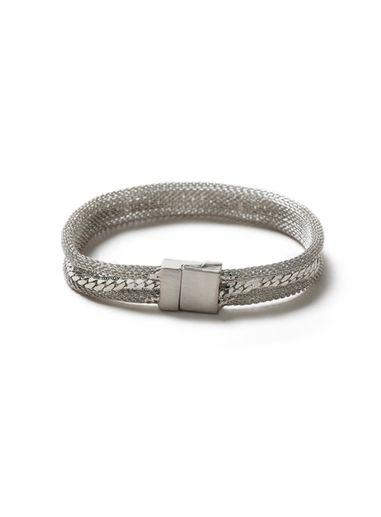 Topman Mens Silver Mesh Bracelet