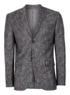Topman Mens Mid Grey Grey Fern Print Skinny Fit Suit Jacket