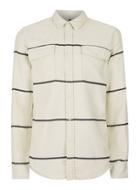 Topman Mens Cream Off White And Black Horizontal Stripe Overshirt