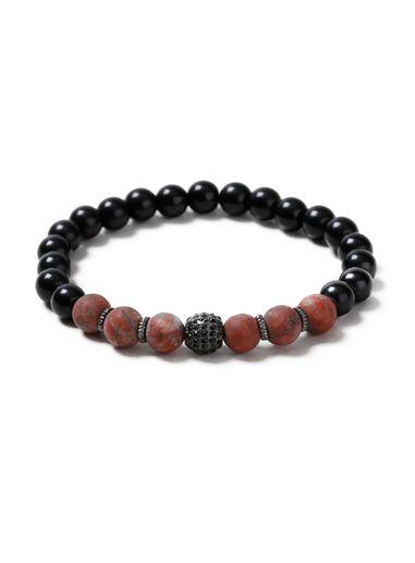 Topman Mens Red And Black Beaded Bracelet*