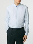 Topman Mens Blue Oxford Long Sleeve Dress Shirt