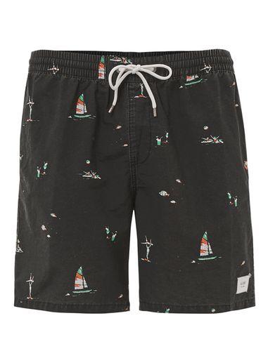 Topman Mens Globe Black Holiday Print Shorts*