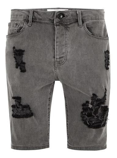 Topman Mens Grey Gray Ripped Stretch Skinny Shorts
