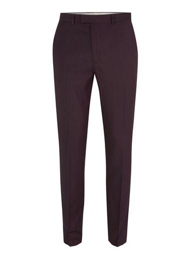 Topman Mens Red Plum Skinny Fit Suit Trousers