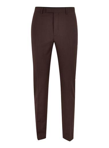 Topman Mens Red Burgundy Check Skinny Fit Premium Pants