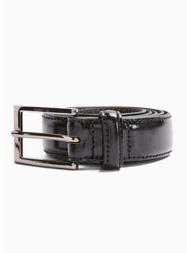 Topman Mens Black Patent Leather Belt