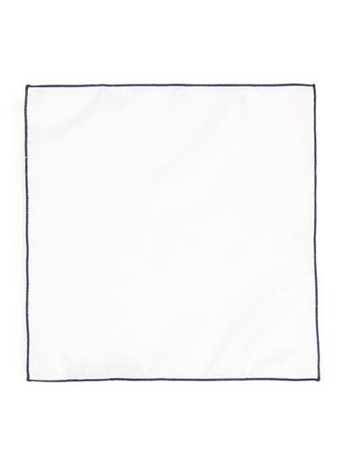 Topman Mens White And Navy Bordered Pocket Square