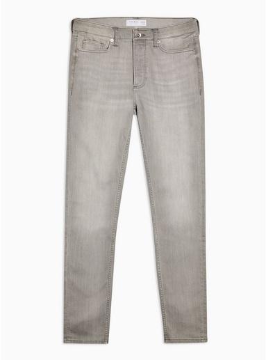 Topman Mens Grey Light Gray Stretch Skinny Jeans