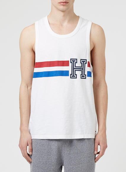 Topman Mens Hilfiger Denim White Stripe Tank Top