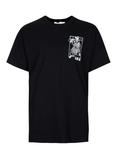 Topman Mens Black Printed Oversized T-shirt